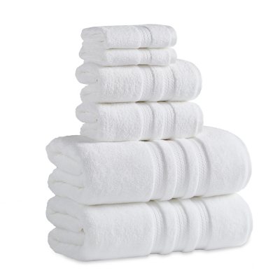 Hotel Premier 6-Piece Towel Set, White | Luxury Cotton Towels for Bath and Spa