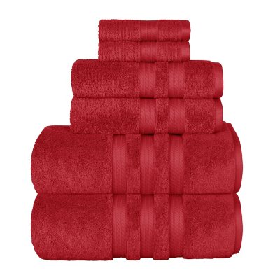Hotel Premier 6-Piece Towel Set, Red Mark | Luxury Cotton Towels for Bath and Spa
