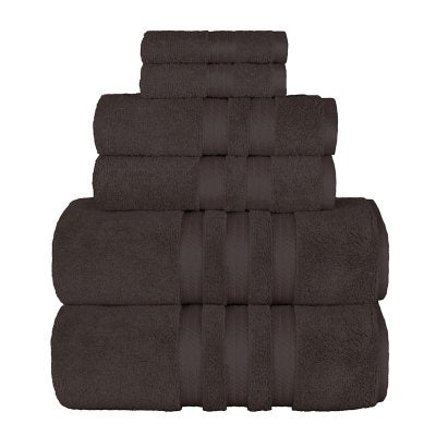 Hotel Premier 6-Piece Towel Set, Coffee | Luxury Cotton Towels for Bath and Spa