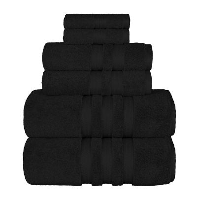 Hotel Premier 6-Piece Towel Set, Black | Luxury Cotton Towels for Bath and Spa