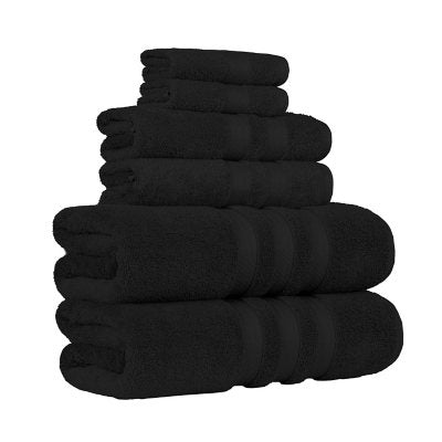 Hotel Premier 6-Piece Towel Set, Black | Luxury Cotton Towels for Bath and Spa