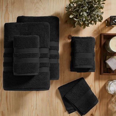 Hotel Premier 6-Piece Towel Set, Black | Luxury Cotton Towels for Bath and Spa