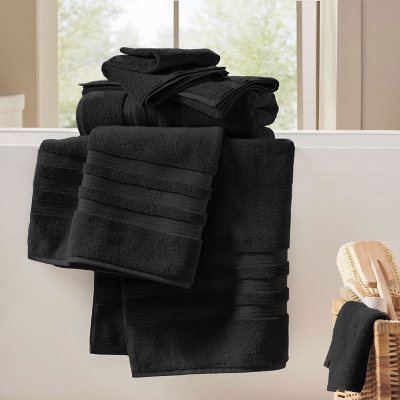 Hotel Premier 6-Piece Towel Set, Black | Luxury Cotton Towels for Bath and Spa