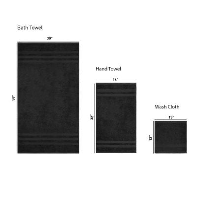 Hotel Premier 6-Piece Towel Set, Black | Luxury Cotton Towels for Bath and Spa