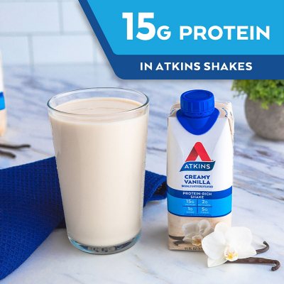 Atkins 15g Keto Protein Shake – Creamy Vanilla, 11 fl. oz., 15-Pack | Low Carb, Ready-to-Drink