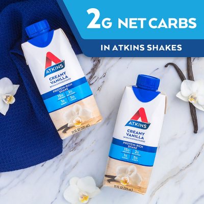 Atkins 15g Keto Protein Shake – Creamy Vanilla, 11 fl. oz., 15-Pack | Low Carb, Ready-to-Drink
