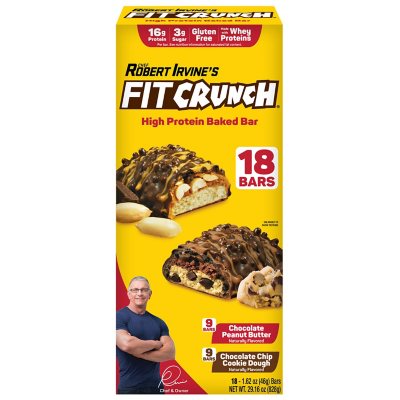Chef Robert Irvine's FITCRUNCH High Protein Baked Bars – Variety Pack, 18-Count | Soft Baked, Gluten-Free, Low Sugar