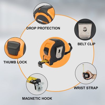 WORX 2-Pack Double-Sided Tape Measure with Magnetic Hook (16FT & 25FT) | Precision Measuring for Home & Jobsite