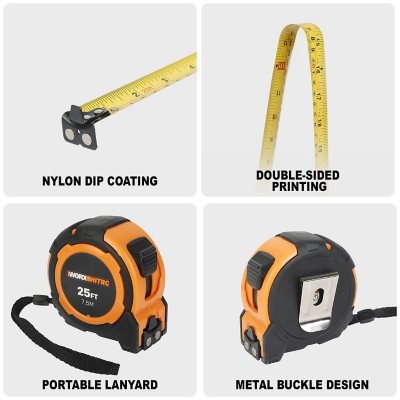 WORX 2-Pack Double-Sided Tape Measure with Magnetic Hook (16FT & 25FT) | Precision Measuring for Home & Jobsite
