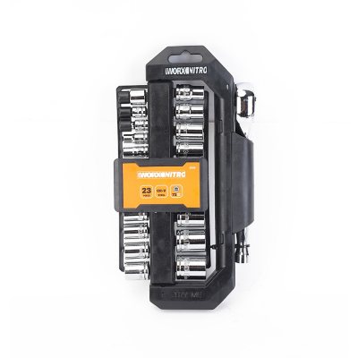 WORX 23-Piece 1/4" + 3/8" Drive Socket Set with Rotatable Rack | Precision Mechanic & DIY Tool Kit