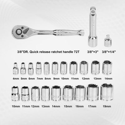 WORX 23-Piece 1/4" + 3/8" Drive Socket Set with Rotatable Rack | Precision Mechanic & DIY Tool Kit