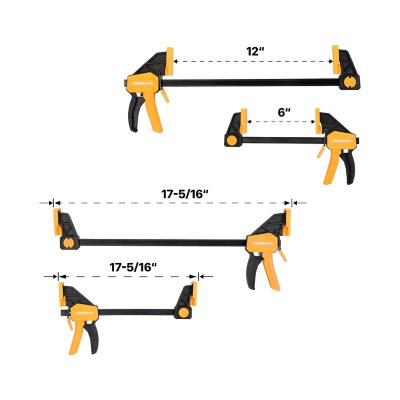 WORX 4-Piece Quick Release Bar Clamp Set | Heavy-Duty, One-Handed Operation for Woodworking & DIY Projects