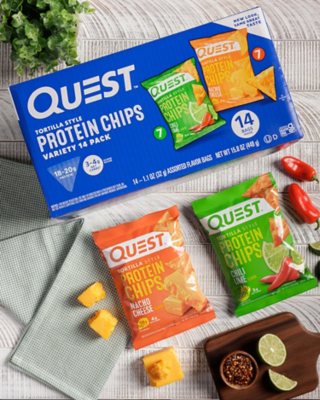 Quest Tortilla-Style 18-20g Protein Chips – Variety Pack, 14-Count | High Protein, Low Carb, Gluten-Free