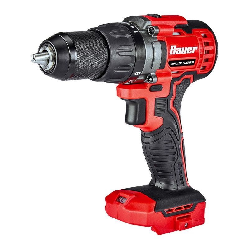 BAUER 20V Cordless 1/2 in. Drill/Driver Kit with 1.5 Ah Battery and Charger | All-Metal Gears & LED Light