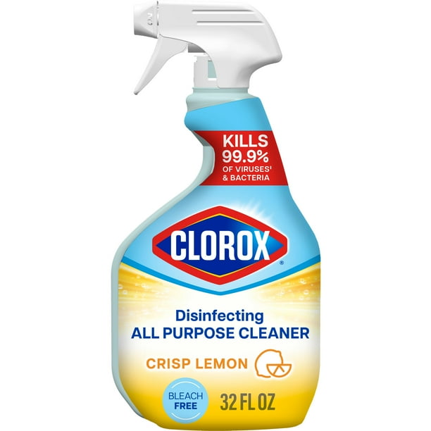 Clorox Disinfecting Bleach-Free All-Purpose Cleaner, Crisp Lemon – 32 fl. oz., 6-Pack | Cuts Grease & Kills 99.9% of Germs