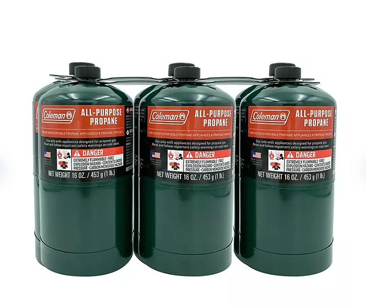 Coleman 16 oz Propane Cylinder 6-Pack – Front view