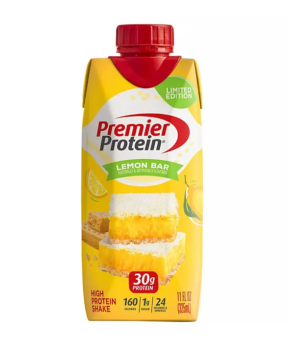 Premier Protein 30g High Protein Shake – Lemon Bar, 11 fl. oz., 15-Pack | Low Sugar, Ready-to-Drink