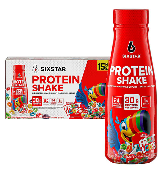 Six Star Kellogg's 30g Froot Loops Protein Shake – 11 fl. oz., 15-Pack | High Protein, Low Sugar, Ready-to-Drink