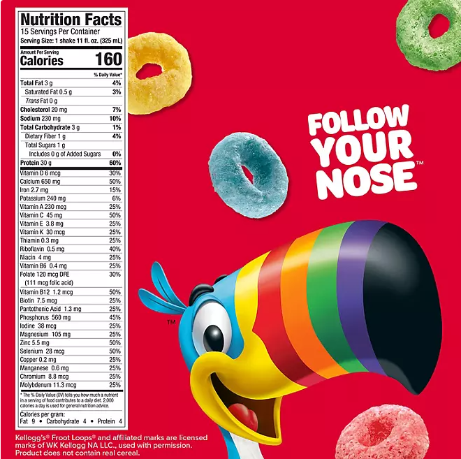 Six Star Kellogg's 30g Froot Loops Protein Shake – 11 fl. oz., 15-Pack | High Protein, Low Sugar, Ready-to-Drink