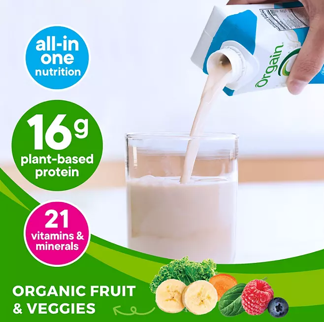 Orgain Organic Nutrition 16g Vegan Plant-Based Protein Shake – Vanilla Bean, 11 fl. oz., 12-Pack | Dairy-Free, Gluten-Free, Non-GMO